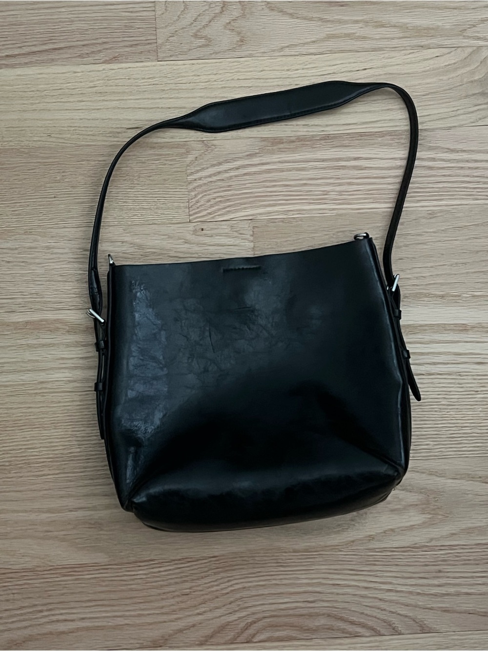 Classic Black Leather Shoulder Bag - Zara